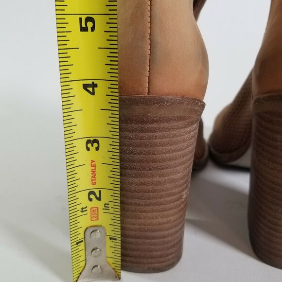 Steve Madden Womens Ankle Boot Size 8 Tala Peep Toe Block Stacked Heel Tan - Picture 12 of 12